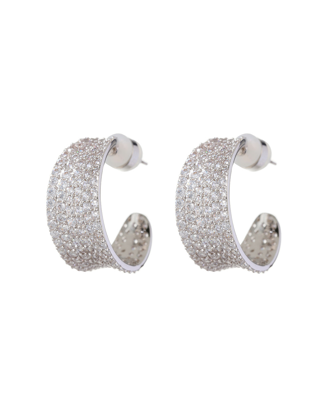 Luv AJ Pave Margot Hoops- Silver