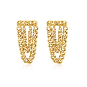 Luv AJ The Louis Chain Studs- Gold