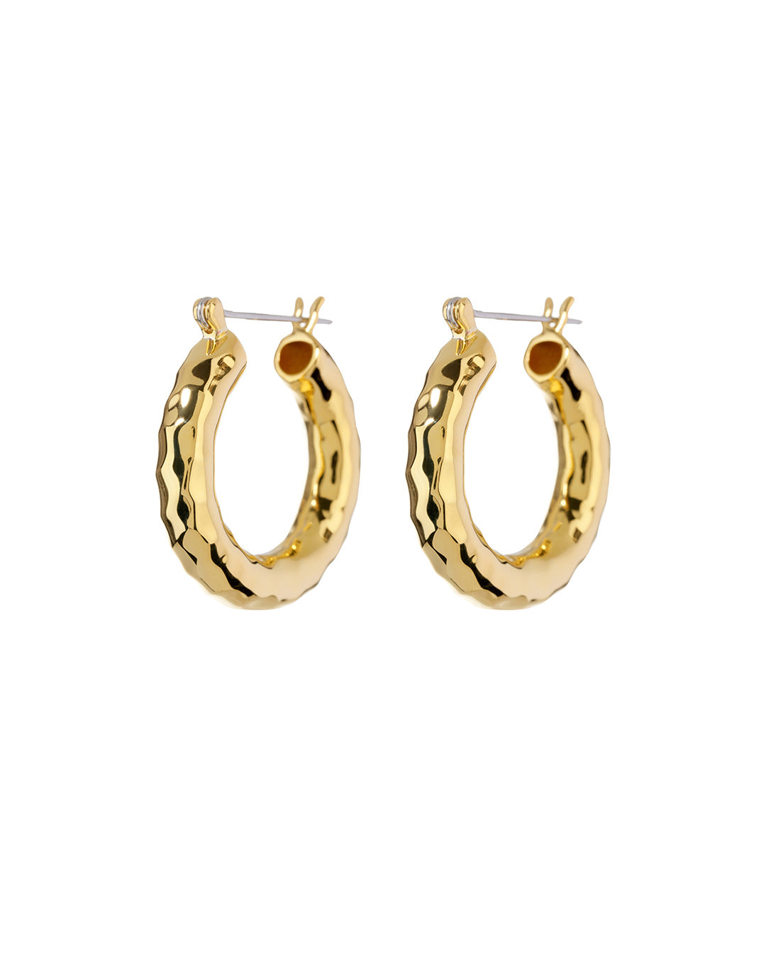 Luv AJ Hammered Baby Amalfi Hoops- Gold