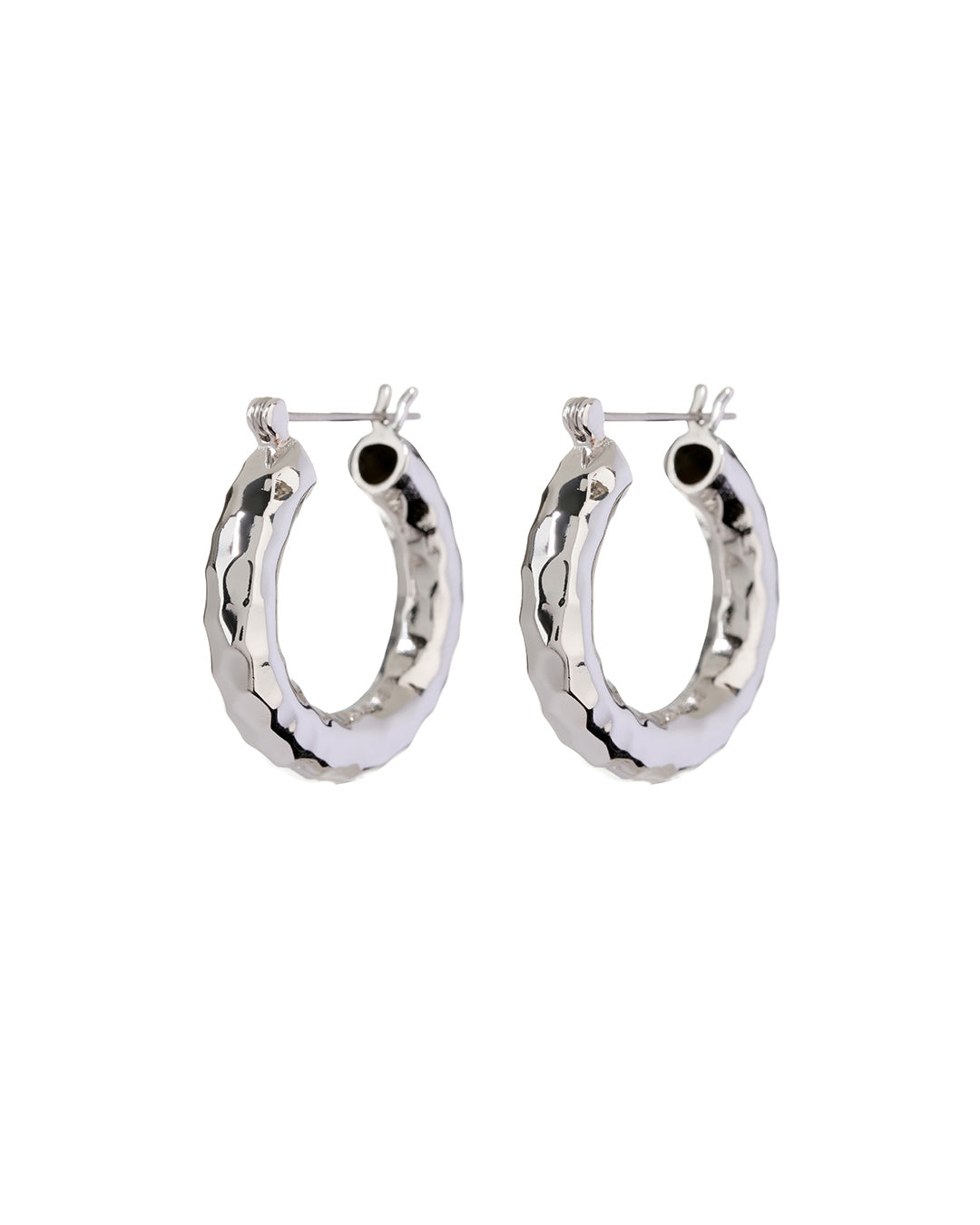 Luv AJ Hammered Baby Amalfi Hoops- Silver