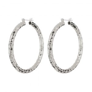 Luv AJ Hammered Amalfi Hoops- Silver