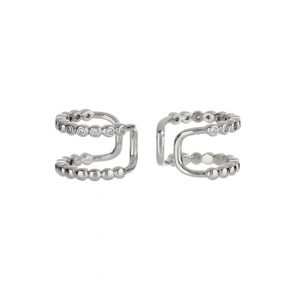 Luv AJ Beaded Diamonte Ear Cuff- Silver