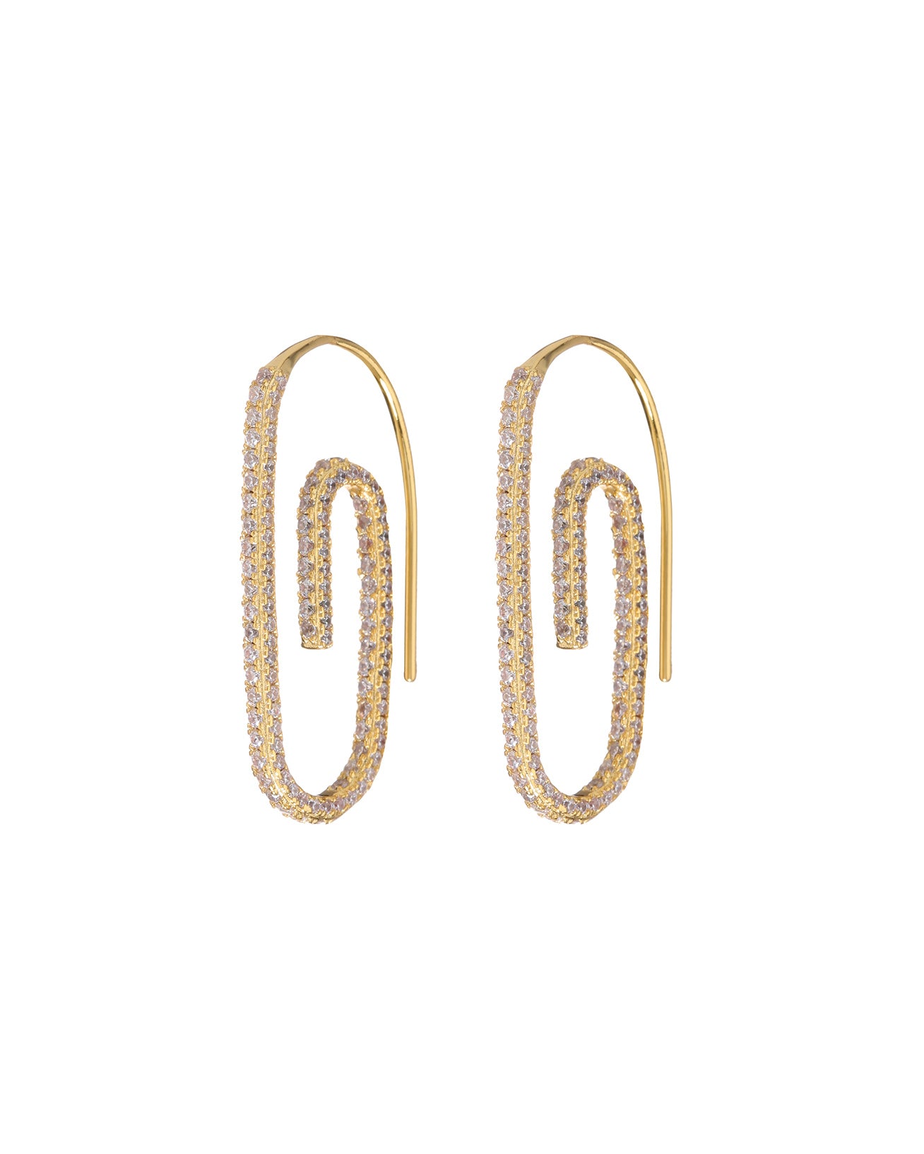 Luv AJ Pave Paper Clip Earrings- Gold