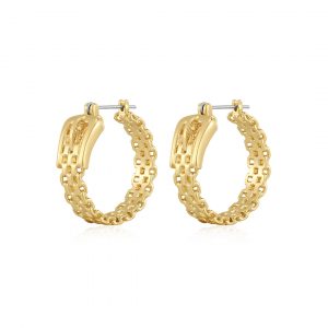 Luv AJ Woven Buckle Hoops- Gold
