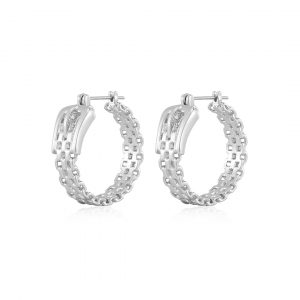 Luv AJ Woven Buckle Hoops- Silver