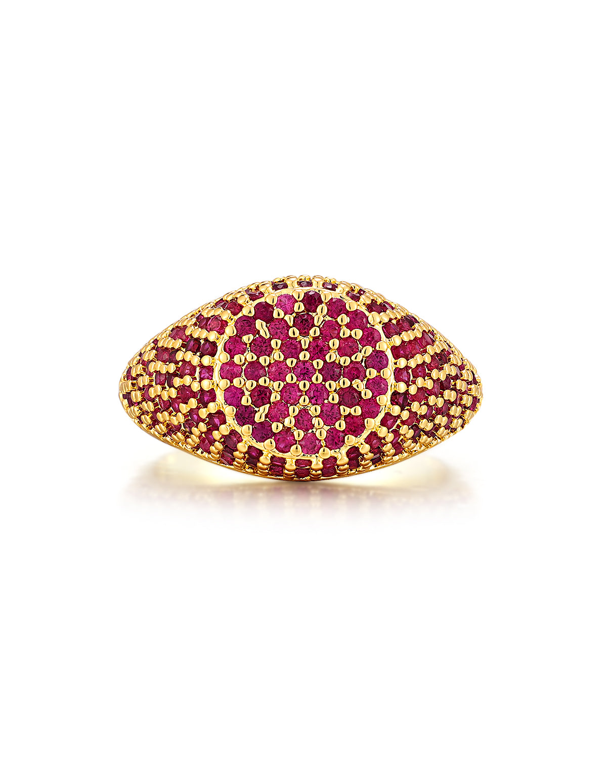 Luv AJ Pave Signet Ring- Ruby Red- Gold