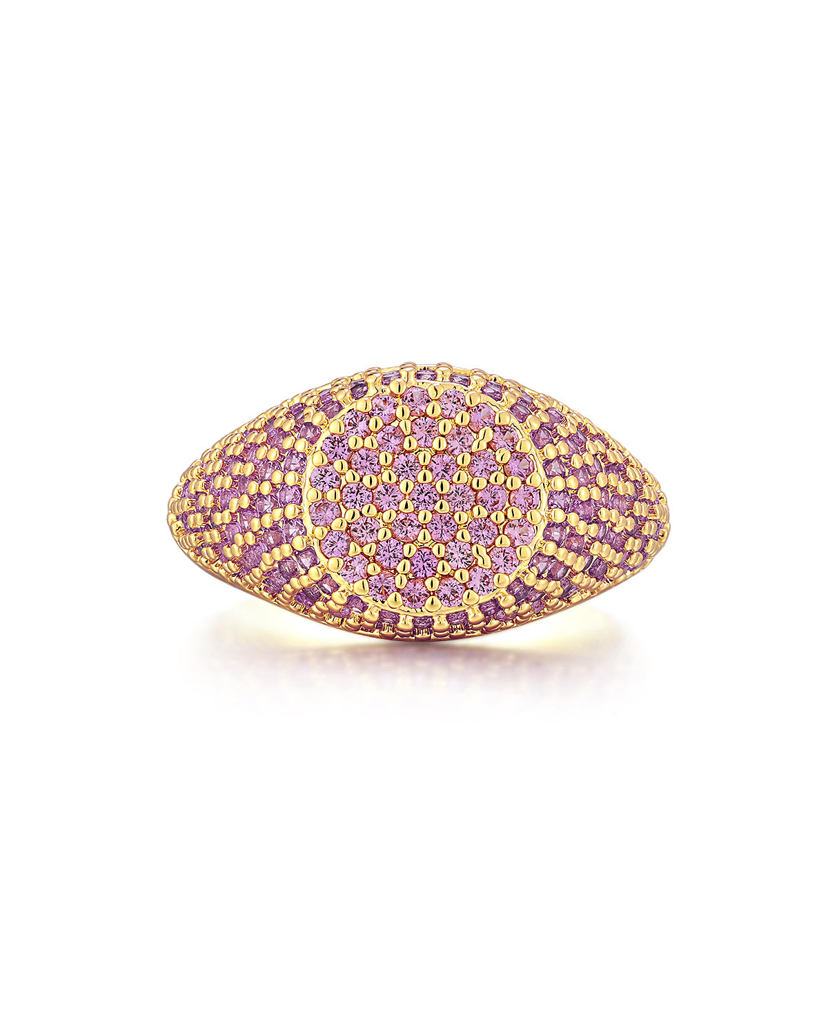 Luv AJ Pave Signet Ring- Pink- Gold