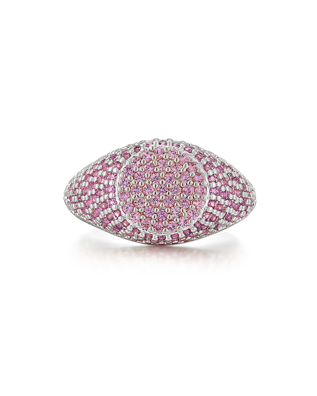 Luv AJ Pave Signet Ring- Pink- Silver
