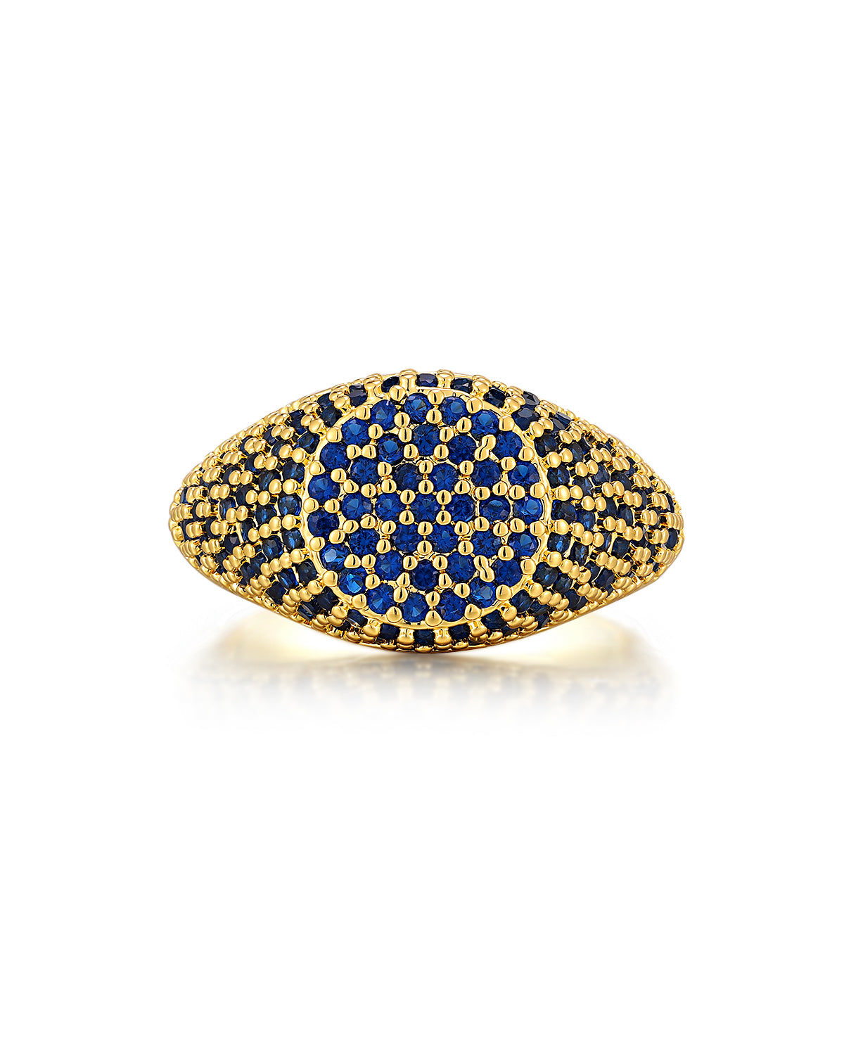 Luv AJ Pave Signet Ring- Blue Sapphire- Gold