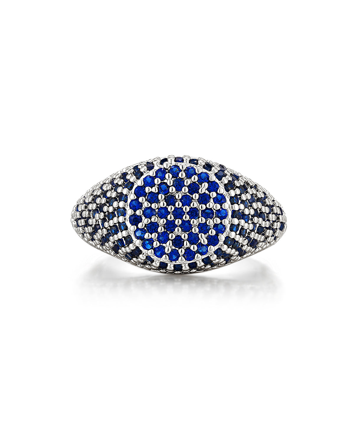Luv AJ Pave Signet Ring- Blue Sapphire- Silver