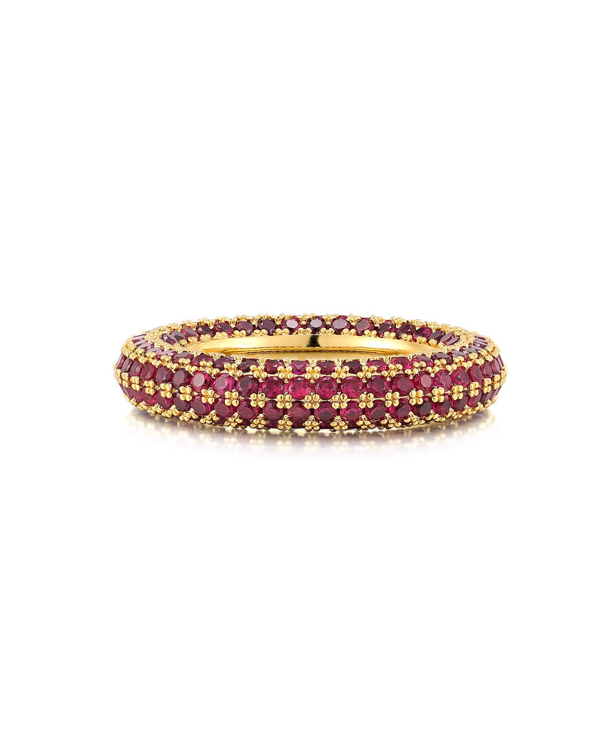 Luv AJ Pave Amalfi Ring- Ruby Red- Gold
