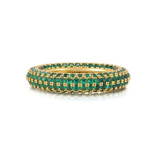 Luv AJ Pave Amalfi Ring- Emerald Green- Gold