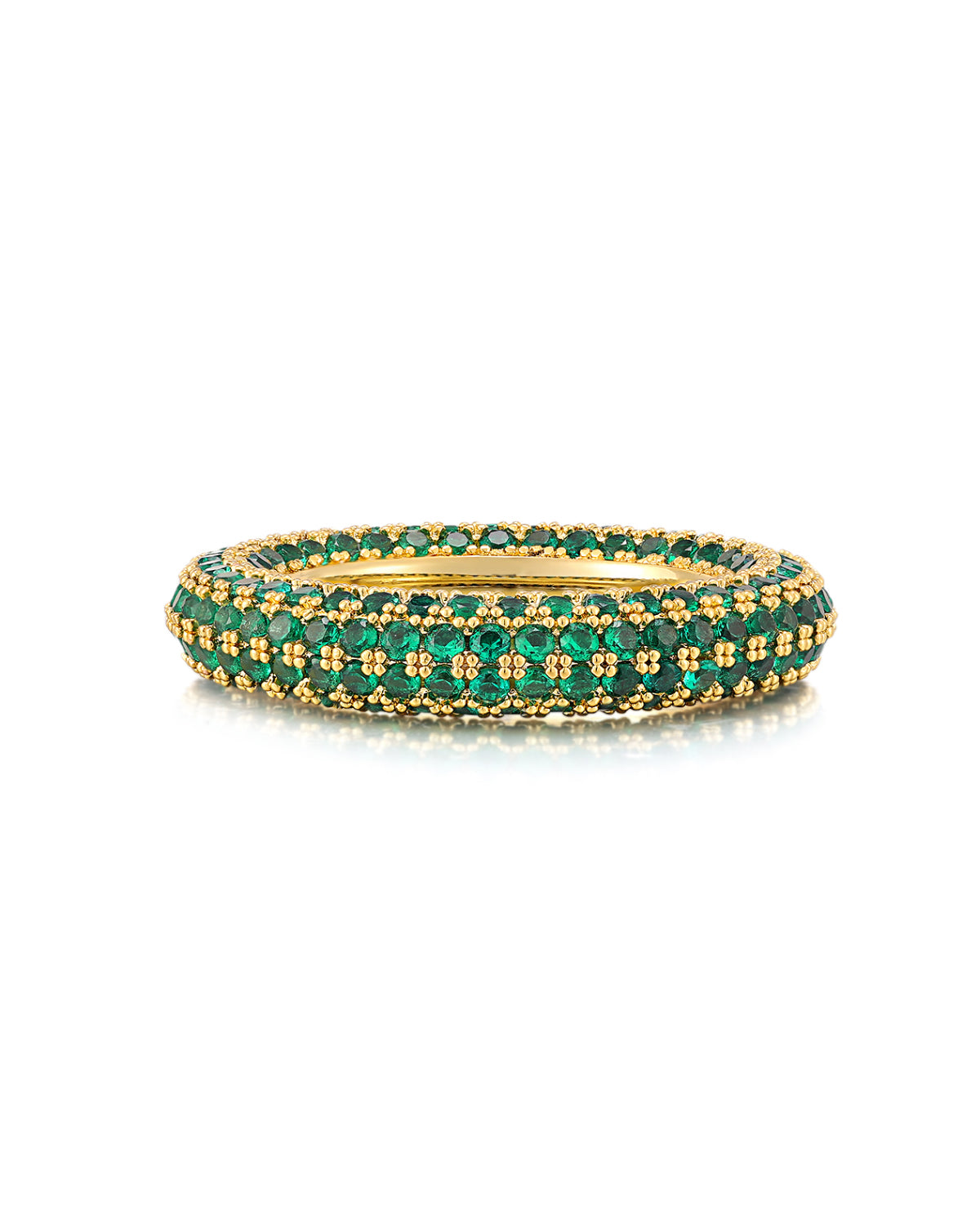 Luv AJ Pave Amalfi Ring- Emerald Green- Gold