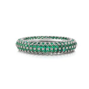 Luv AJ Pave Amalfi Ring- Emerald Green- Silver