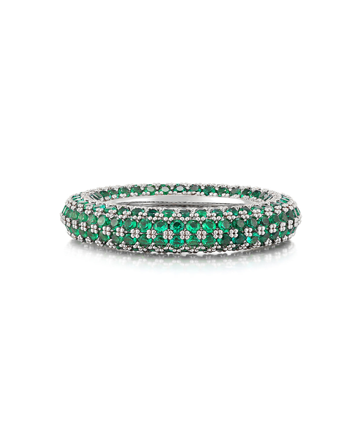 Luv AJ Pave Amalfi Ring- Emerald Green- Silver