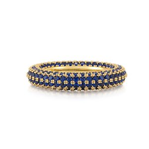 Luv AJ Pave Amalfi Ring- Blue Sapphire- Gold