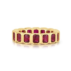 Luv AJ Bezel Emerald Ballier Ring- Ruby Red- Gold
