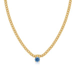 Luv AJ Bardot Stud Necklace- Blue Sapphire- Gold