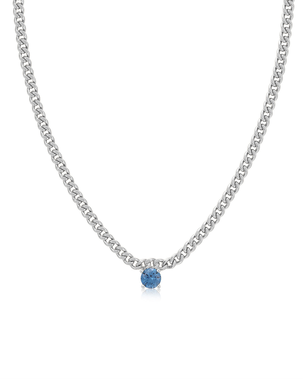Luv AJ Bardot Stud Necklace- Blue Sapphire- Silver