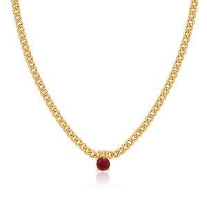 Luv AJ Bardot Stud Necklace- Ruby Red- Gold