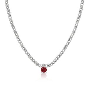Luv AJ Bardot Stud Necklace- Ruby Red- Silver