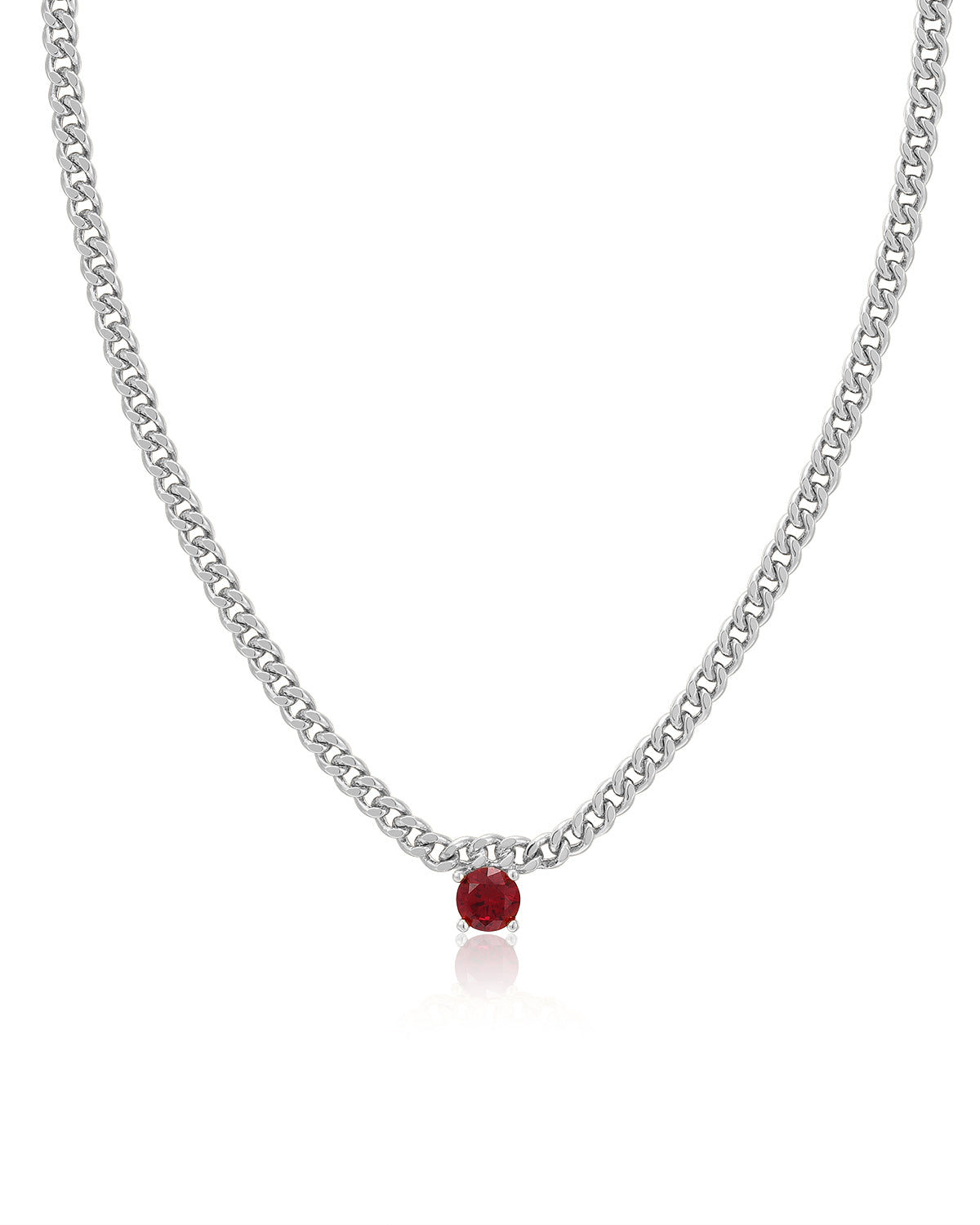 Luv AJ Bardot Stud Necklace- Ruby Red- Silver