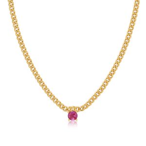 Luv AJ Bardot Stud Necklace- Pink- Gold