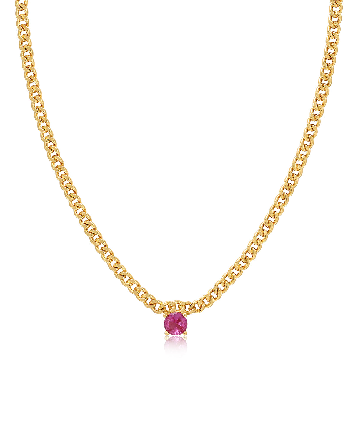 Luv AJ Bardot Stud Necklace- Pink- Gold