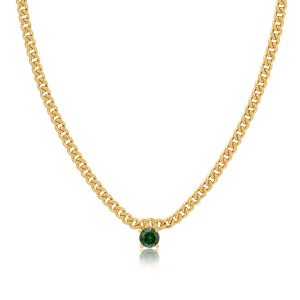 Luv AJ Bardot Stud Necklace- Emerald Green- Gold