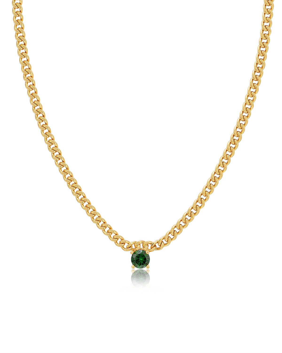 Luv AJ Bardot Stud Necklace- Emerald Green- Gold