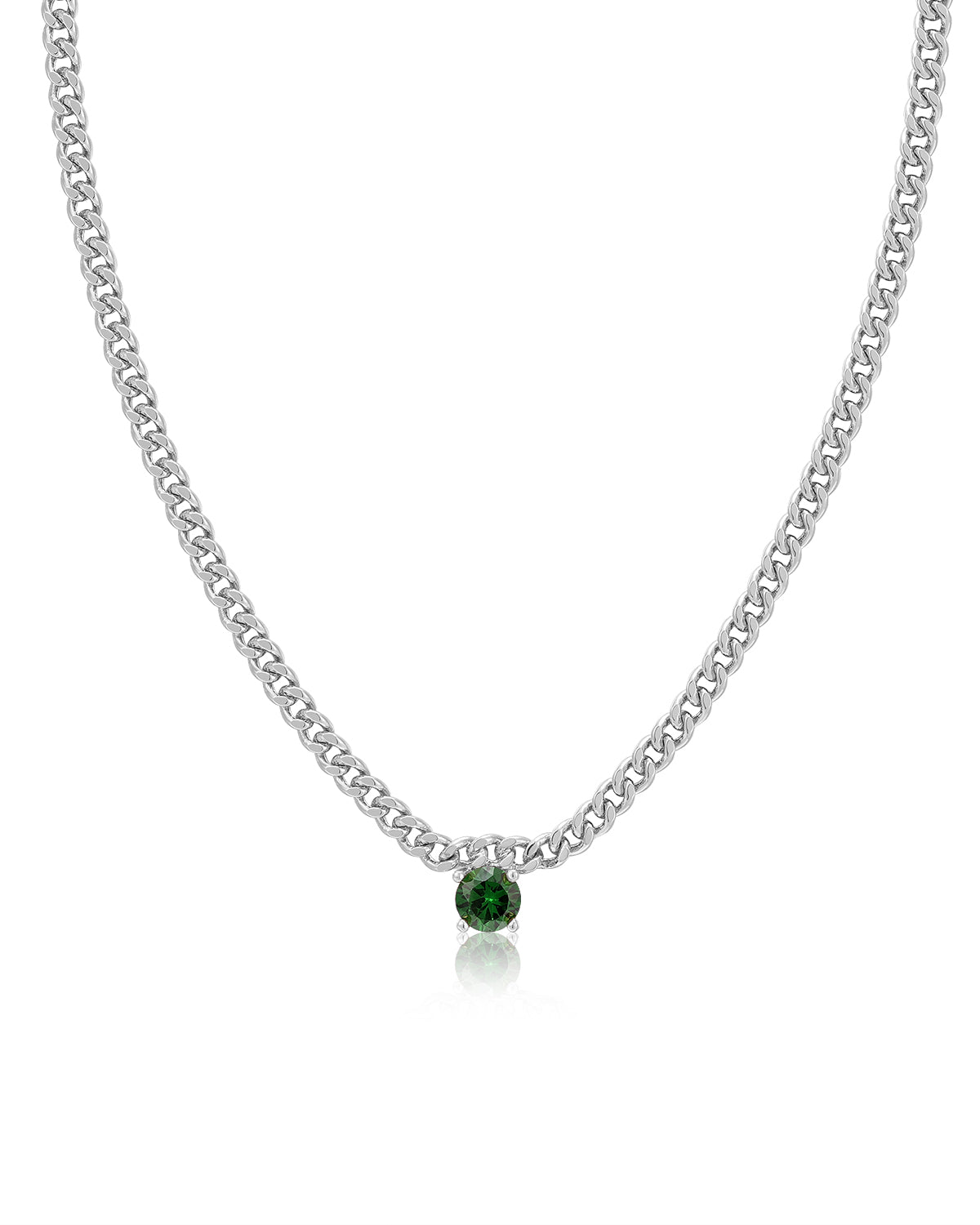 Luv AJ Bardot Stud Necklace- Emerald Green- Silver