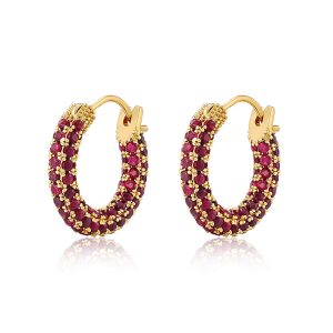 Luv AJ Pave Amalfi Huggies- Ruby Red- Gold