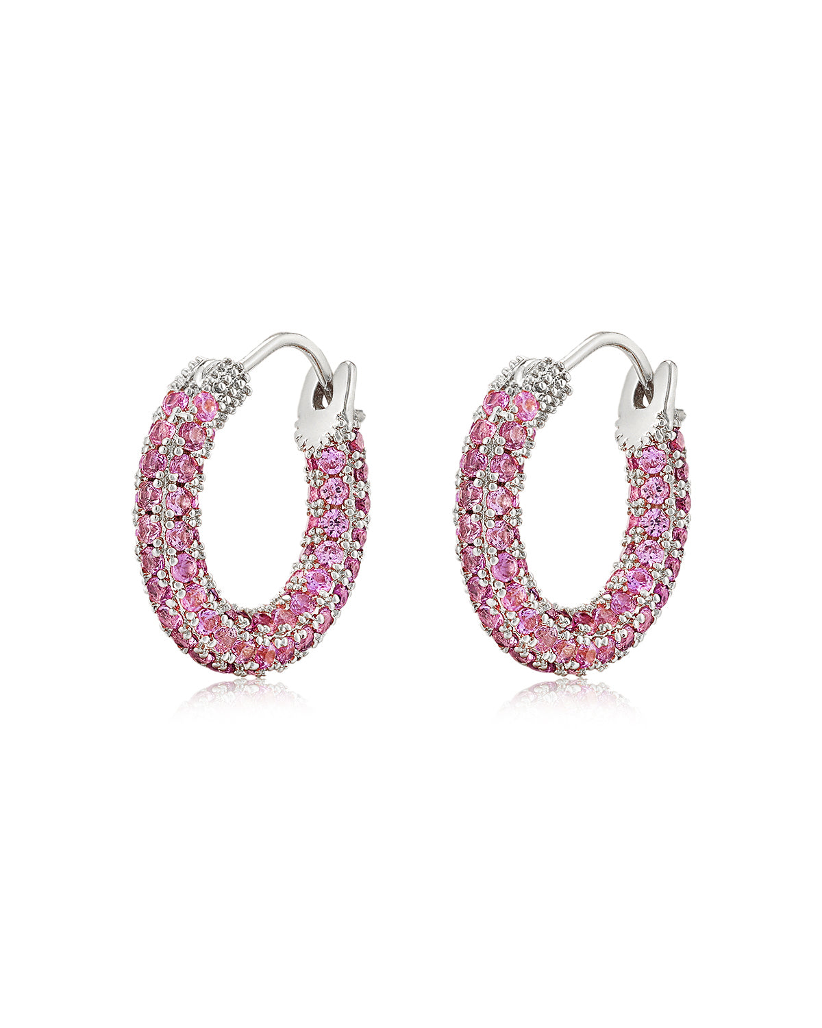 Luv AJ Pave Amalfi Huggies- Pink- Silver