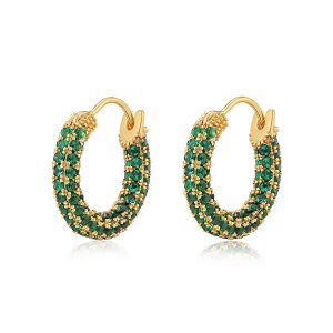 Luv AJ Pave Amalfi Huggies- Emerald Green- Gold
