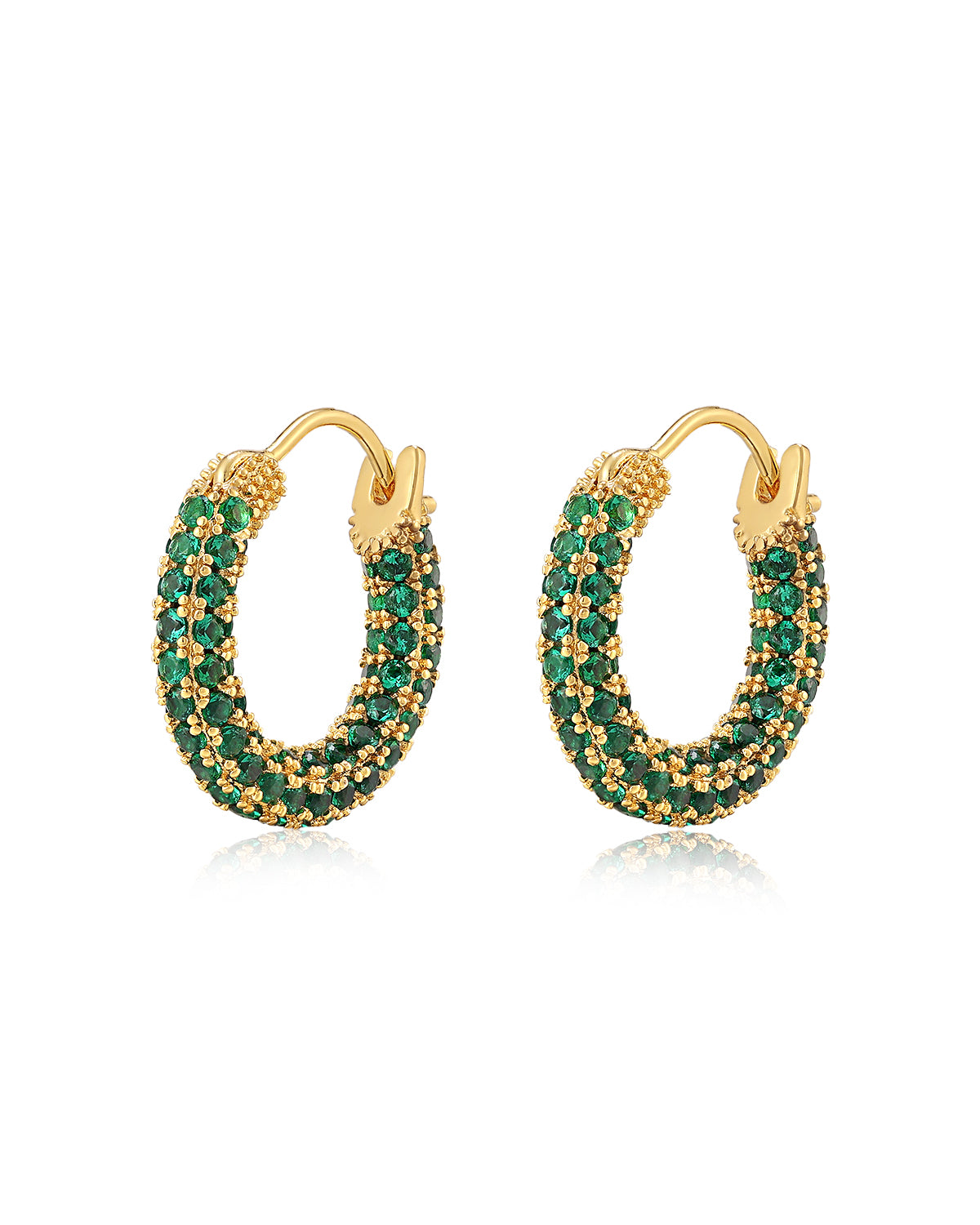 Luv AJ Pave Amalfi Huggies- Emerald Green- Gold
