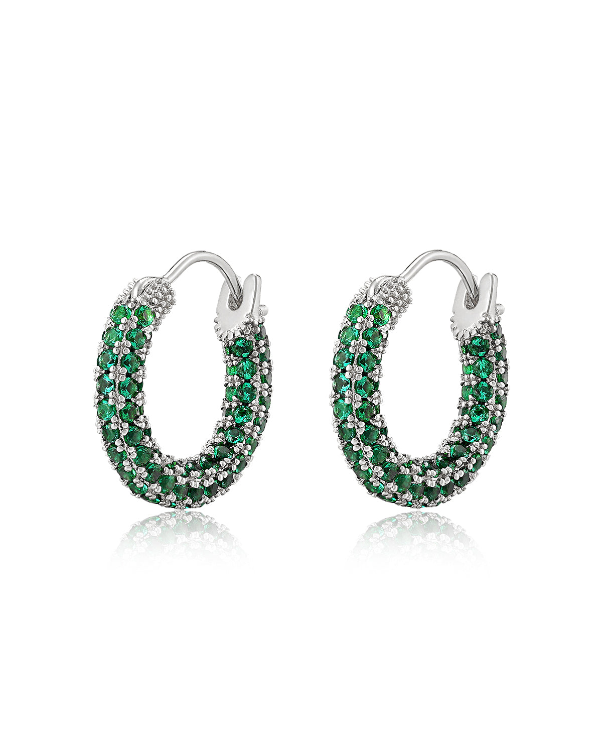 Luv AJ Pave Amalfi Huggies- Emerald Green- Silver
