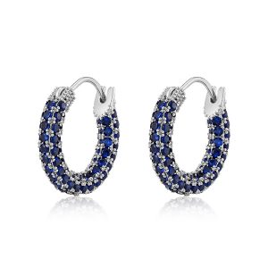Luv AJ Pave Amalfi Huggies- Blue Sapphire- Silver