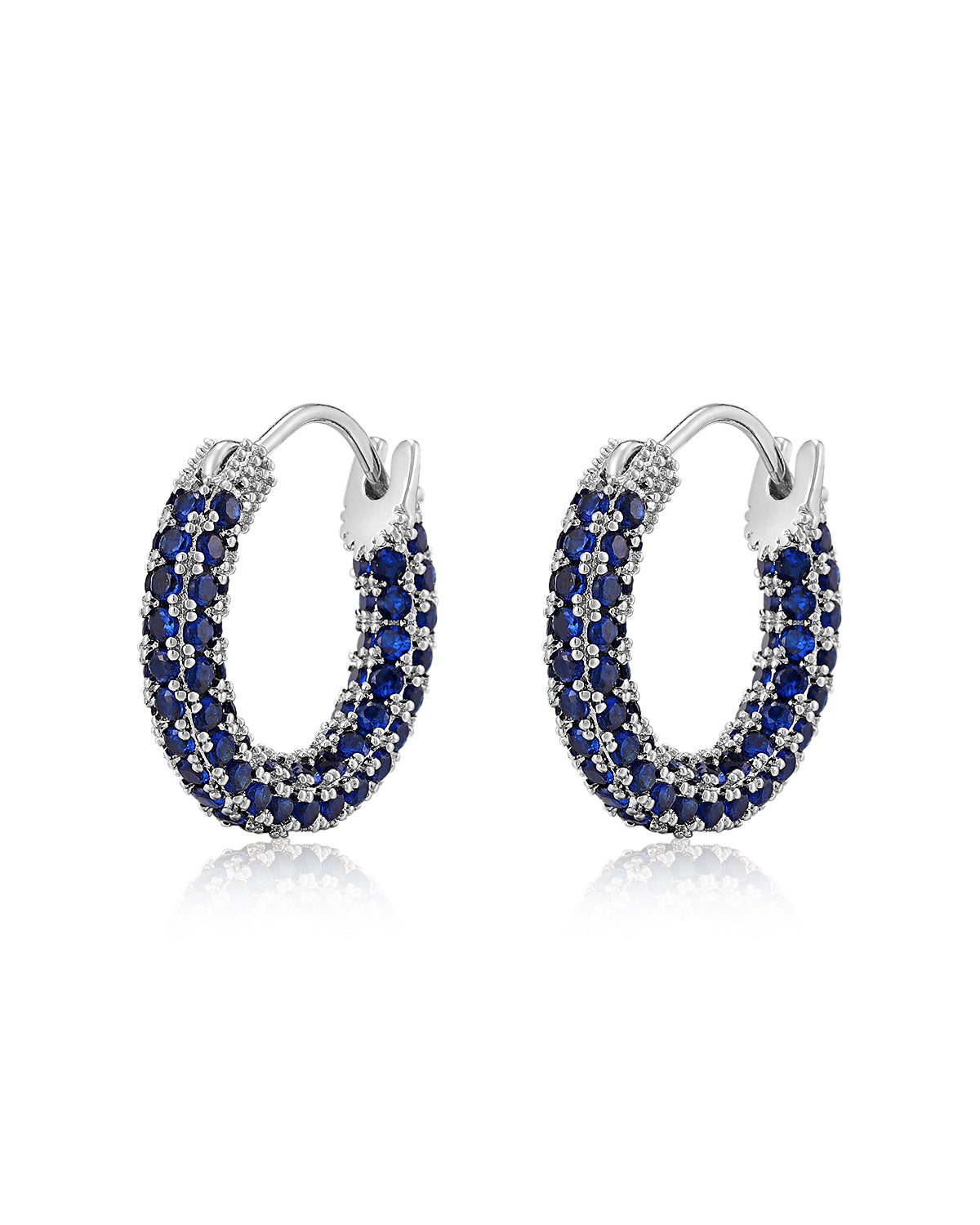 Luv AJ Pave Amalfi Huggies- Blue Sapphire- Silver