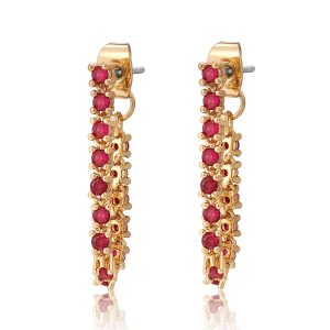 Luv AJ Ballier Chain Studs- Ruby Red- Gold