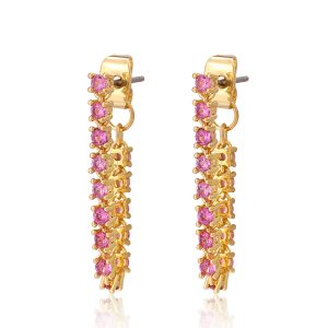 Luv AJ Ballier Chain Studs- Pink- Gold
