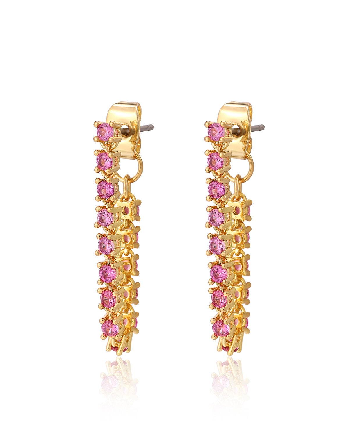 Luv AJ Ballier Chain Studs- Pink- Gold
