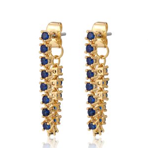 Luv AJ Ballier Chain Studs- Blue Sapphire- Gold