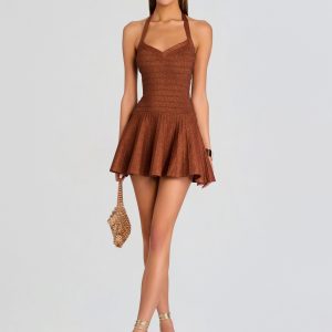 Retrofete Delwen Metallic Bandage Knit Dress