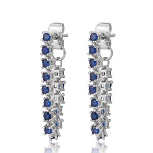 Luv AJ Ballier Chain Studs- Blue Sapphire- Silver