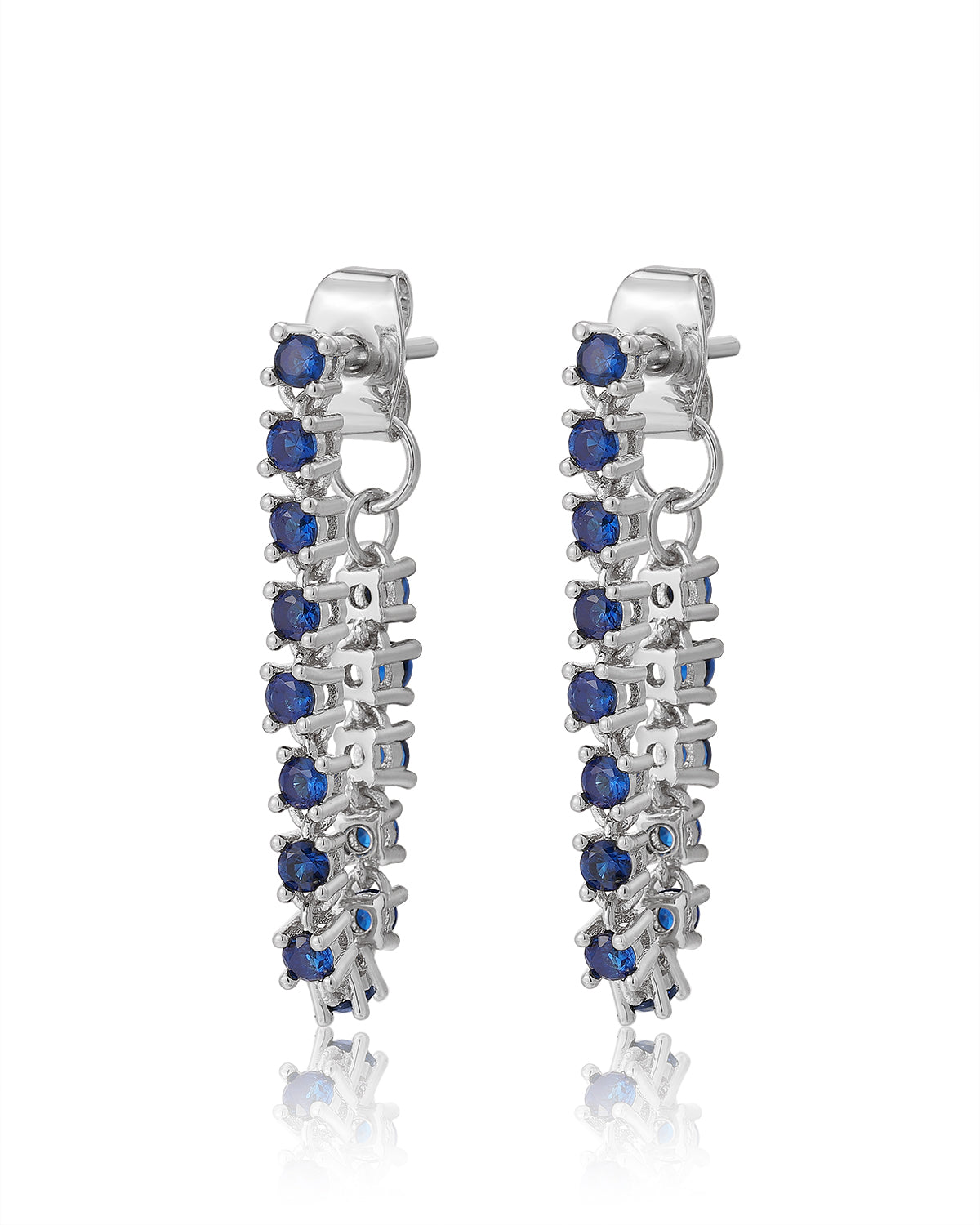 Luv AJ Ballier Chain Studs- Blue Sapphire- Silver