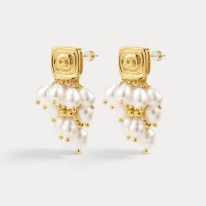 Luv AJ The Seychelles Pearl Statement Studs-Gold