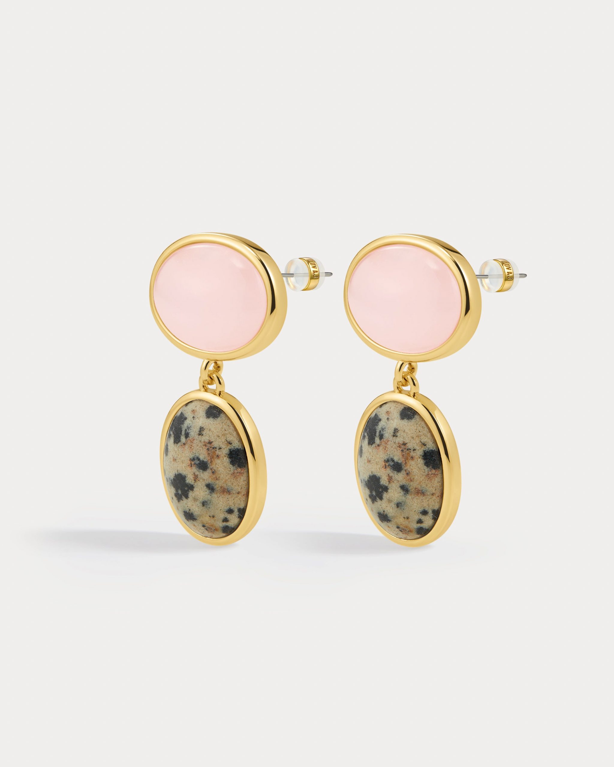 Luv AJ The Rose Quartz Palma Studs- Gold