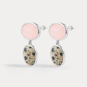 Luv AJ The Rose Quartz Palma Studs- Silver