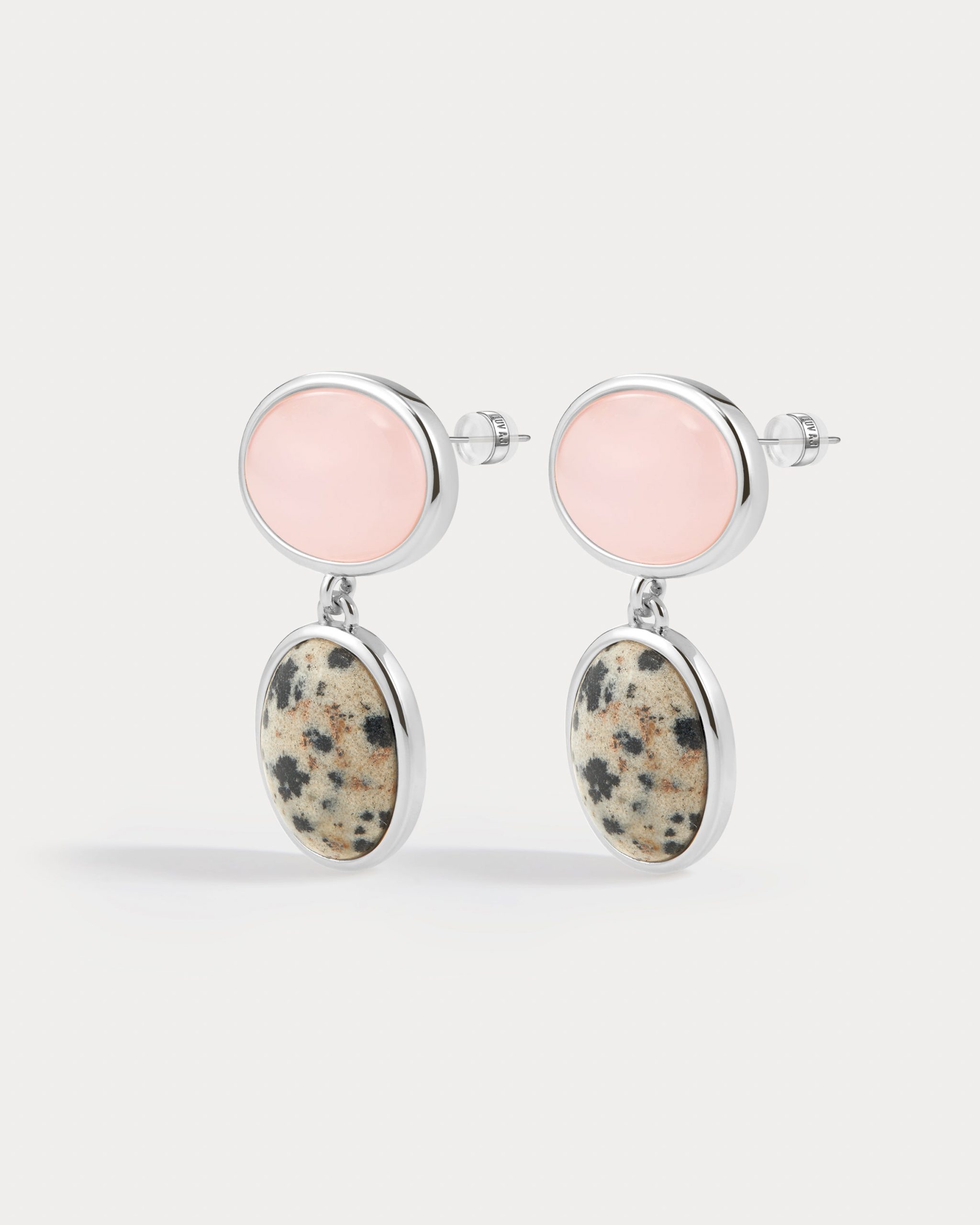 Luv AJ The Rose Quartz Palma Studs- Silver