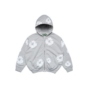 Denim Tears Kids Cotton Wreath Zip Hoodie Grey